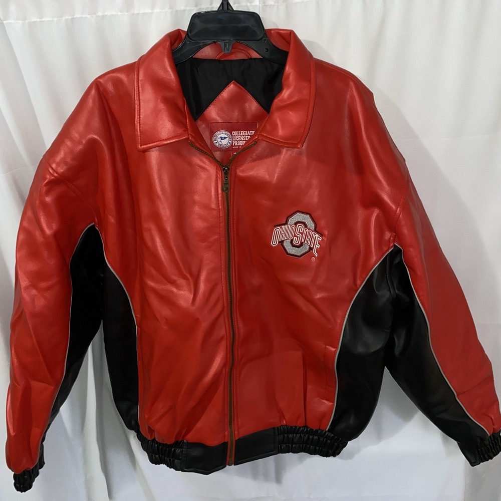 Vtg Ohio State Buckeyes Collegiate Faux Leather Varsity‎ Jacket Mens Medium